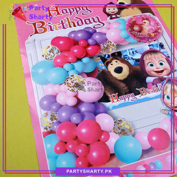 72pcs Happy Birthday Masha & The Bear Theme Set for Theme Based Birthday Decoration and Celebration